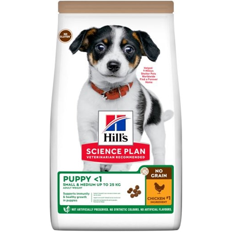 Hill's Science Plan No Grain Puppy Small & Medium Sem Cereais com Frango - 14 Kgs - CE605373