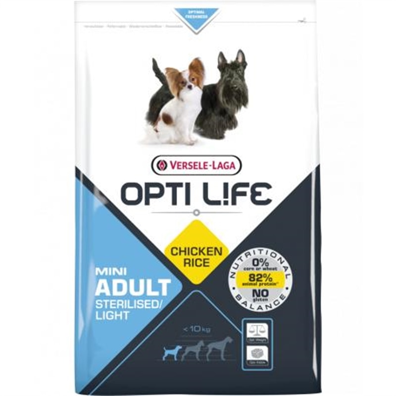 Versele-Laga Opti Life Opti Life Sterilised/Light Cão Mini Adulto - Frango e arroz - 7,5 kgs - VL431138