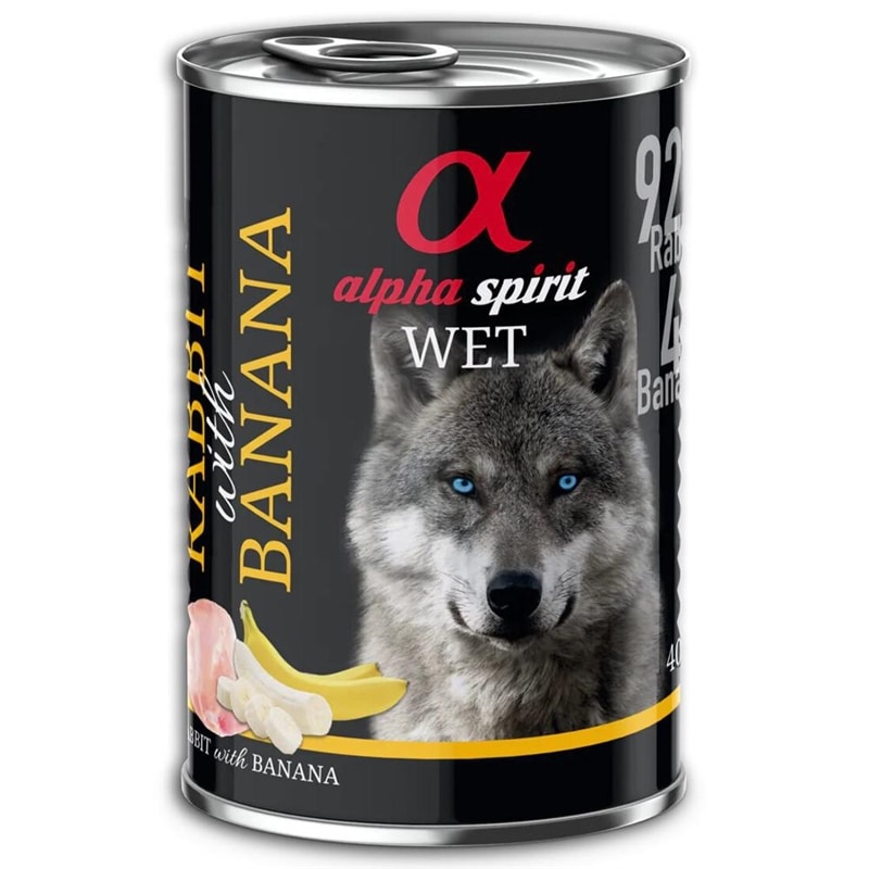 Alpha Spirit WET - Alimento em patê para cão adulto - Coelho e banana - 400 Grs - GEALP-WETD-01-002