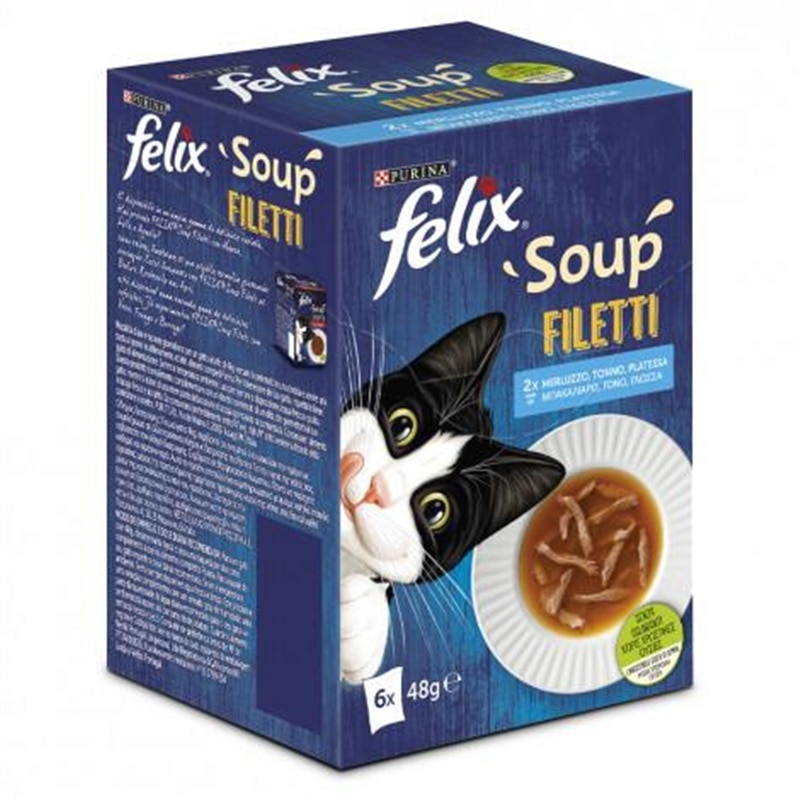 Felix Felix Soup Fileti - Sopa para gatos - Bacalhau, atum e solha -  Pack 6x48 Grs - NE12453872