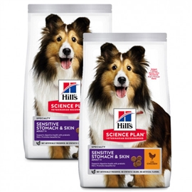 Hill's Sensitive Stomach & Skin Adult - Ração seca para cão com estômago e pele sensíveis - Frango - 14 Kgs - CE4350