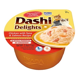 DASHI DELIGHTS CAT RECEITA DE FRANGO COM ATUM E SALMÃO - 70 Grs - ACINC50-EU862
