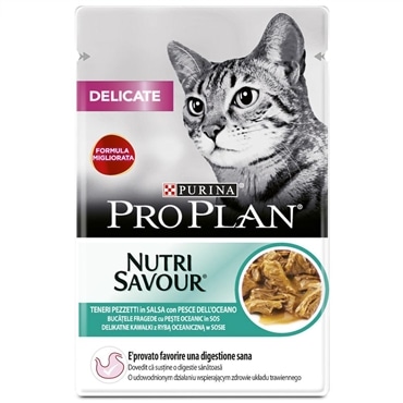 Pro Plan Nutrisavour Delicate - Alimento em molho para gato adulto sensível - Peixe do oceano