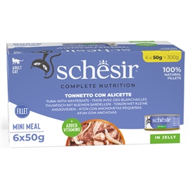 Schesir Nutrição Completa para Gatos Adultos Filetes ATUM/ANCHOVAS - 50  Grs - HE1958790