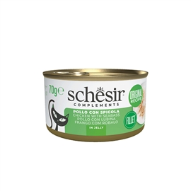 Schesir - Nutrição Completa para Gatos Adultos  FRANGO/ROBALO - 70 Grs - HE1958792