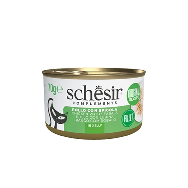 Schesir - Nutrição Completa para Gatos Adultos  FRANGO/ROBALO
