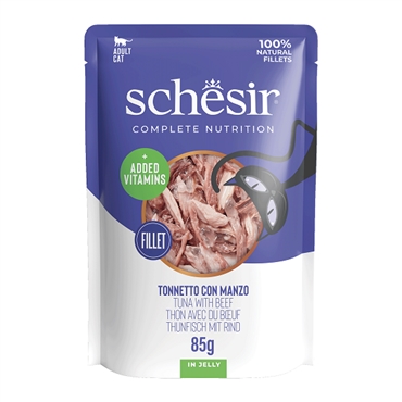 Schesir - Nutrição Completa para Gatos Adultos  ATUM/CARNE G SAQ