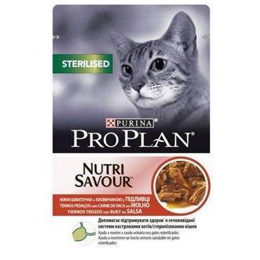 Pro Plan   Nutrisavour saquetas para gato Adult STERILISED sabor a carne