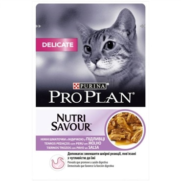 Pro Plan   ProPlan Nutrisavour saquetas para gato Adult DELICATE com peru 85gr