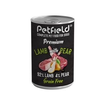 Petfield Lata Para Cão Cordeiro + Pera