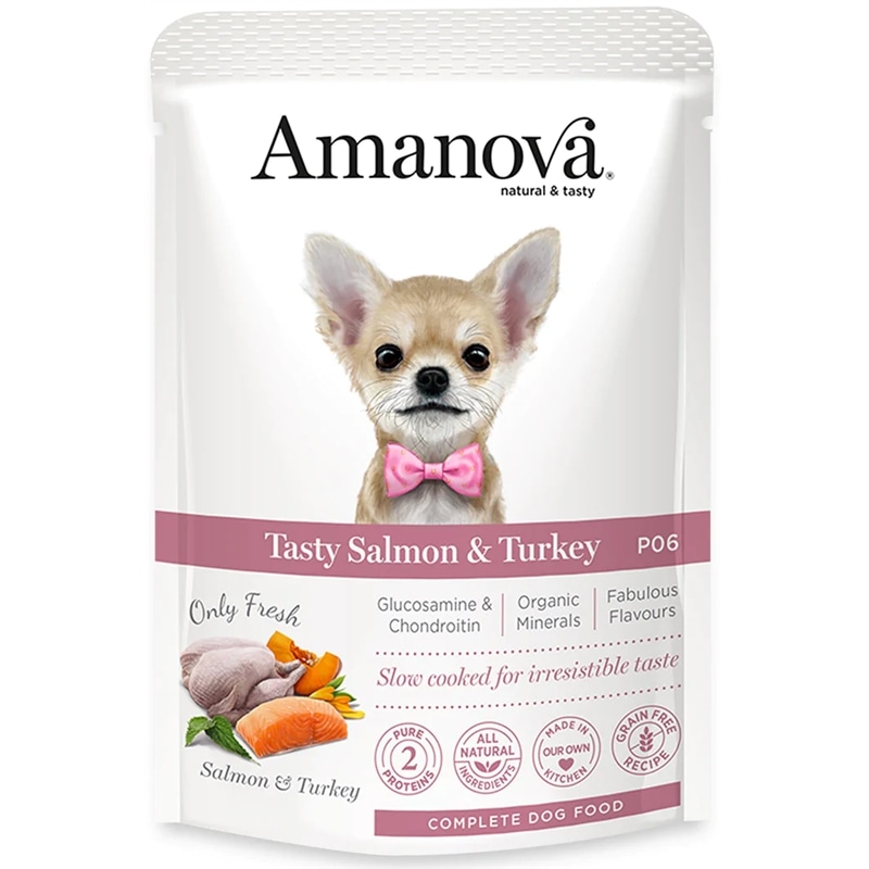 AmaNova P06 Pouch Tasty Salmon & Turkey - 100  Grs - AMZAMT62ST1A