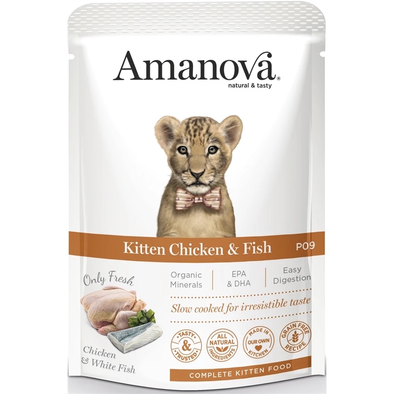 AmaNova P09 Pouch Cat  itten Chicken & Fish - 85  Grs - AMZAMU01KT8A