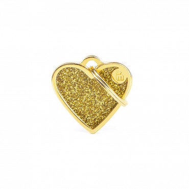 Chapa de identificação Small Heart Gold Glitter