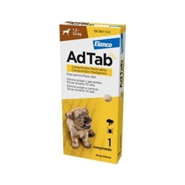 AdTab Antiparasitário Mastigável Cães - 1 Comprimido - 1.3 a 2.5 Kgs - HE1012628
